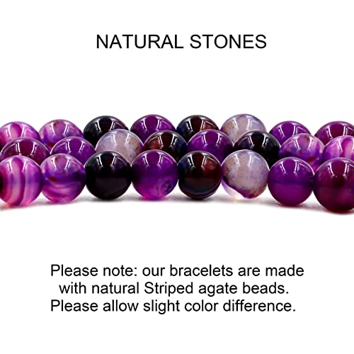 Image of Uloveido Natural Stone Mom Heart Charms Beaded Bracelets for Mum from Son or Daughter With Massage Card and Box | Mothers Day Jewelry Gifts
