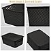 Bagnizer Small Plastic Twill Woven Storage Baskets with Lids, Stackable Organizing Containers with Labels for Pantry Closet Office, 6-Pack,10.35