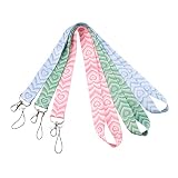 BKBKAAK 3 Sets Cute Colorful Lanyard with ID Holder Aesthetic Kawaii Pink Green Blue Heart Lanyard f