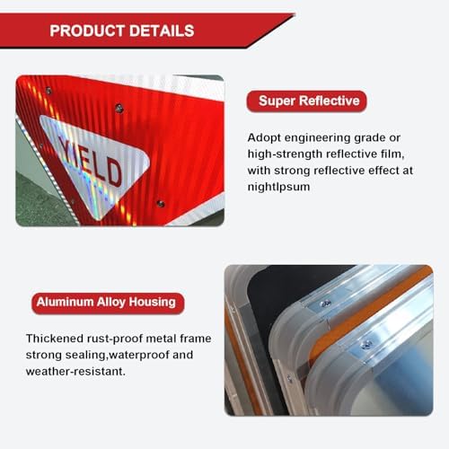 28" Solar Powered LED Flashing Yield Sign with 18.8V Solar Panel & Mounting Accessories - High Visibility Traffic Sign for Crosswalks and Safety Zones