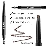 LAVONE Eyebrow Stamp Pencil Kit for Eyebrows Makeup, with Waterproof Eyebrow Pencil, Eyeliner, Eyebrow Pomade, and Dual-ended Eyebrow Brush - Dark Brown - Image 4