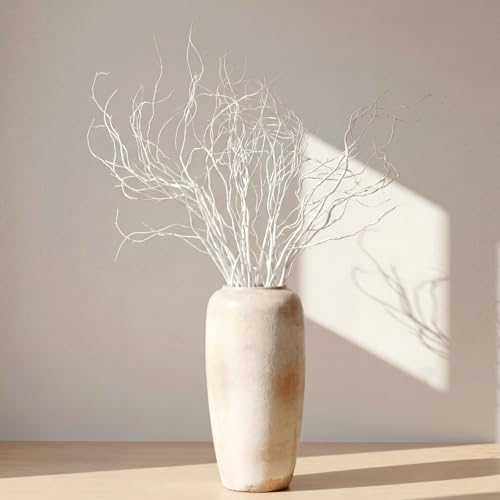 Image of Norme 6 Pcs 47.2 Inch Lifelike Curly Willow Branches for Vases Artificial Decorative Dried Twigs Tall Plastic Vine Bendable Stick for DIY Plant Crafts Farmhouse Wedding Indoor Home Hotel Decor(White)