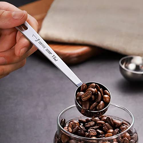 Vitkstar 2 Pack Stainless Steel Coffee Scoop Measuring Tablespoon And Scooper With Long Handles(15Ml&30Ml) #TOP2