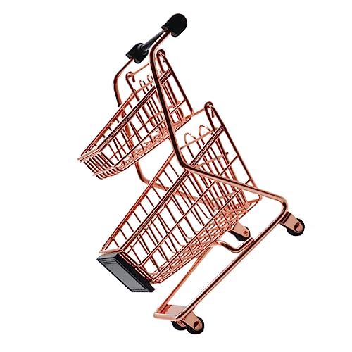 Mikikit Mini Carrito de Decorativo de Metal Juguete de Almacenamiento Escritorio Mini Supermercado Comercial Fiestas