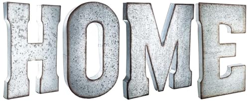 20" Tall Metal "HOME" Letters - Hanging Décor, Silver with