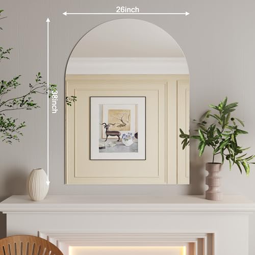 Arched Mirrors for Bathroom Sink,30x40 Frameless Bathroom Mirror,Espejo para baño,Wall-Mounted Mirrors Both Ends can be Hung,Wall Mirror