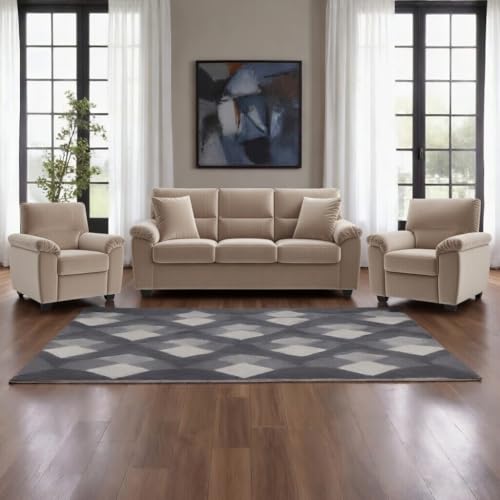Image of Anderson Sofa Set for Living Room | Sectional Sofas | Premium Fabric Sofa for Home Office | Fabric Sofa Set | Sofa 5 Seater Premium (Beige Fabric, 3+1+1 Seater)