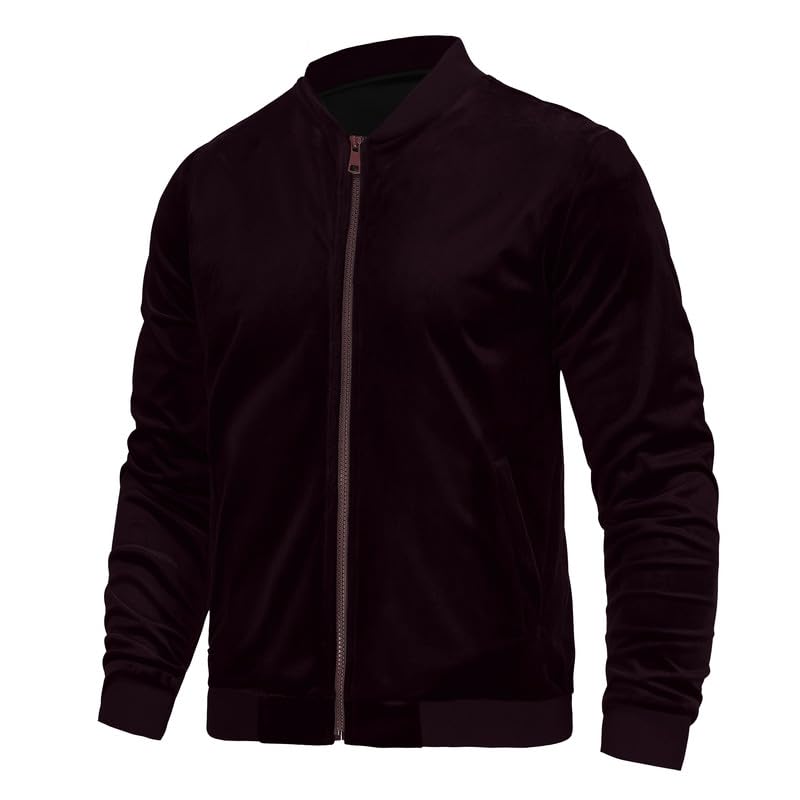 Image of Mens Faux Suede Bomber Jacket Varsity Jacket Windbreaker Vintage Casual Lightweight Leather Coats Jackets