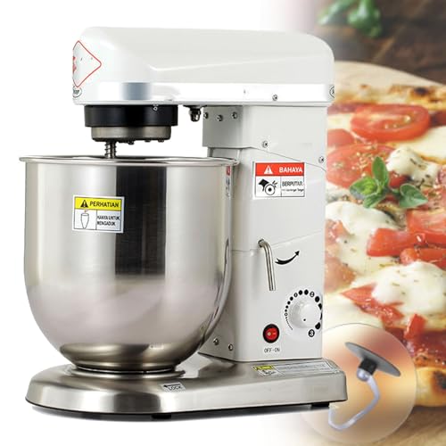 Food Stand Mixer Dough Blender, Electric Cake Mixer with Bowl, Beater, Hook, Whisk, Commercial Food Mixer, Kitchen Multi-Function (White 7L)