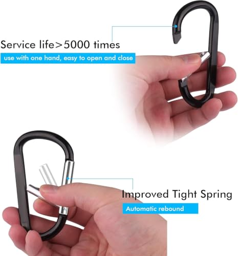 Image of CampTek Carabiner Caribeaner Clip,3 inch Large Aluminum D Ring Shape Carabeaner with Keyring Keychain Hook