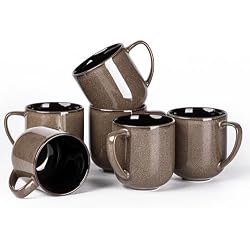 LERATIO Ceramic Coffee Mugs Set of 6,12oz Handmade Coffee Mugs Set | Large Handle for Cappuccino/Latte/Tea/Hot Cocoa,Oven &Dishwasher & Microwave Safe