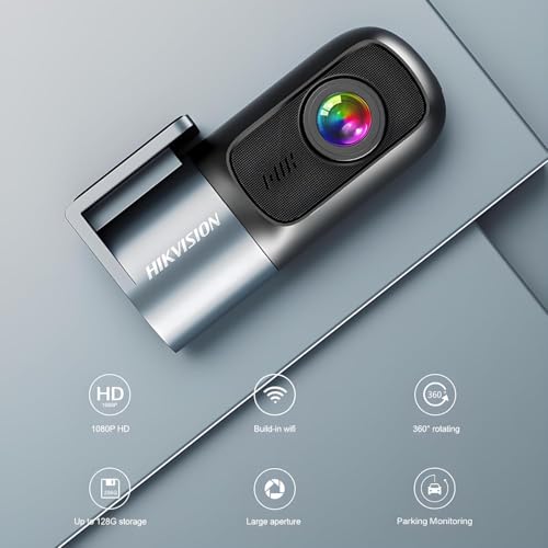 Image of HIKVISION D1 Car Dash Camera with 1080p HD Resolution | 360 Camera Rotation | Ultra-Wide 102 View | G-Sensor | Night Vision | Built- in Wi-Fi | Built-in Mic & Speaker | Upto 128GB SD Card Support