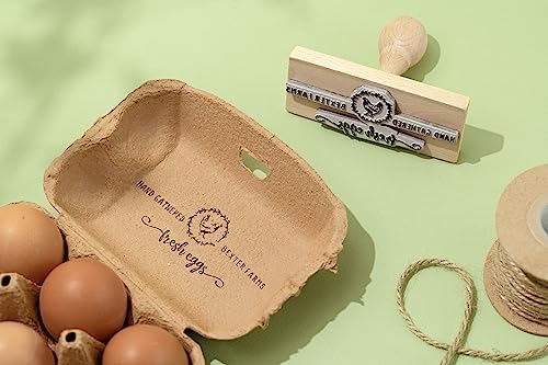 Stamp by Me | Egg Cartons Stamp | Personalized Eggs Carton Stamps | Chicken Eggs Stamper | Custom Wooden Rubber Stamp | Self-Inking Labels | Farm Stampers | Black Ink | Mini, Medium or Big Stamping - Thumbnail 5