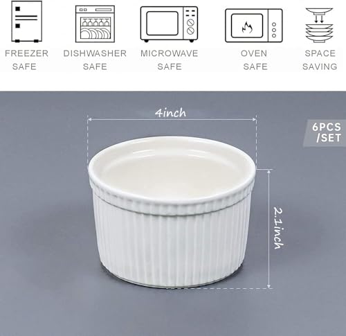 image for ZWYSLFCY Ramekins with Lids 8 oz, Set of 6 Creme Brulee Ramekins with 