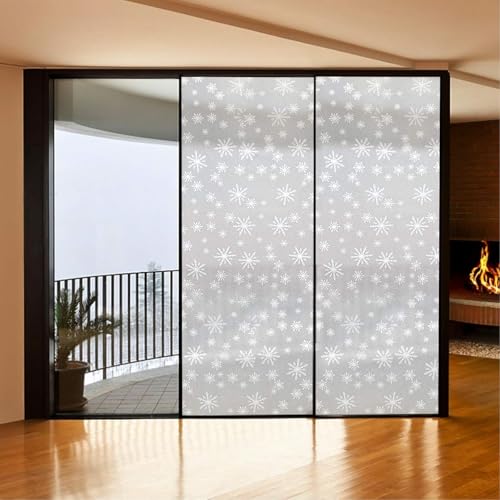 Image of WALLMATE Self Adhesive Window Film Frosted 3D Glass Door Window Frosted Film for Home /Office /Bathroom & Living Room Multicolor Frosted Film (16 x 144 Inch, Snowflake)