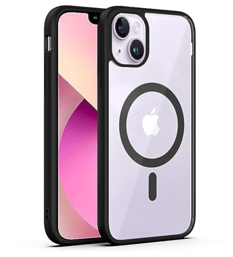 Image of DARKFIT Back Cover Case Compatible with iPhone 14 Plus| Black Mag-Safe Magnetic Cover | TPU Ultra Hybrid | Camera Bump Protection | Compatible with Wireless Charging | Color Clear Black | Pack of 1
