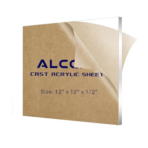 Image of 1 /2 Inch Acrylic Sheet (13mm Thick), ALCCIFI 12 x 12 Clear Cast Plexiglass Sheets, Transparent Plexi Glass Board for Crafting Projects, Signs, DIY Display Case and More, Easy to Cut and Laser