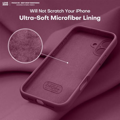 Image of LOVE 3000 Designed for iPhone 16 Case, Premium Silicone with [Soft Anti-Scratch Microfiber Lining] Shockproof Protective Phone Case for Men Women Girls 6.1 inch, WineRed