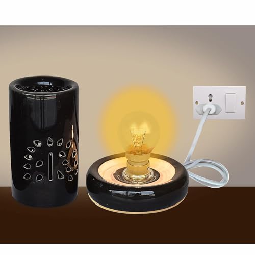 Image of Pure Source India Handcrafted 8.5 inch Black Ceramic Electric Diffuser, Aroma Oil Diffuser, Oil Burner for use in Homes, Offices, Yoga Centre, Spa as Well as Outdoors