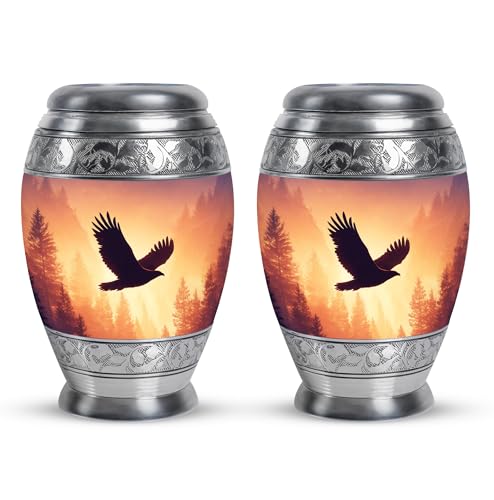 Image of Eagle Urn - Small Cremation Urn for Human Ashes Adult Male - Decorative Burial Urns for Mom Dad - 3 - Inch Set of 2