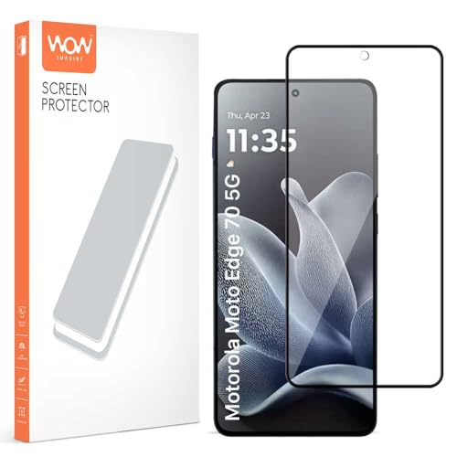 Image of WOW IMAGINE Tempered Glass Compatible for Motorola Moto Edge 70 5G | 9H Hardness Screen Protector | Edge to Edge Coverage with Easy Installation kit | (Black)