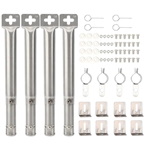 Mizhll 4PCS BBQ Grill Pipe Adjustable Stainless Steel Barbecue Tube Burners Outdoor Indoor BBQ Gas Grilling Replace Parts