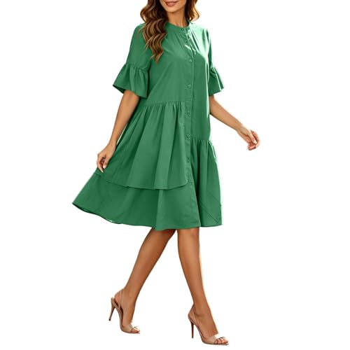 Robe trapèze légère et confortable à manches larges coupe unie minimaliste