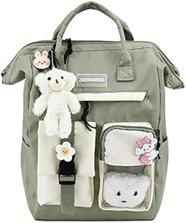 TSLBW Kawaii Backpack with Kawaii Pin and Accessories, Canvas Backpacks, Cute Kawaii Backpack Large Capacity