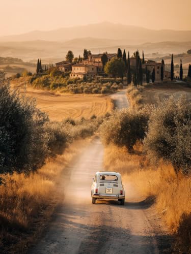 Voiture classique sur toile en Toscane pour revivre vos vacances d'Italie dans votre salon