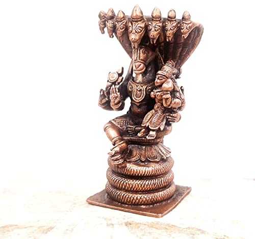 Image of Copper Idols, 10cm, Copper Handmade Lakshmi Hygirivar 394 gram, Patina Antique Finish, Pack of 1 Piece