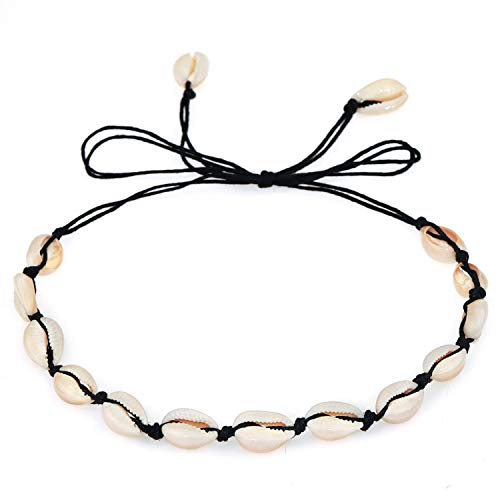 Suyi Collar De Conchas Naturales Collar Hecho A Mano De Playa De Hawaii Collar De Concha Ajustable para Mujer BBlack