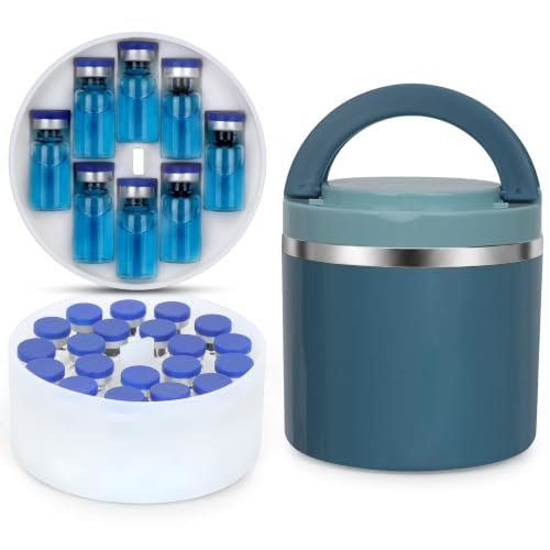 3ml Peptide Case for Fridge & Travel, 28-Slot Insulated Stainless Steel Jar