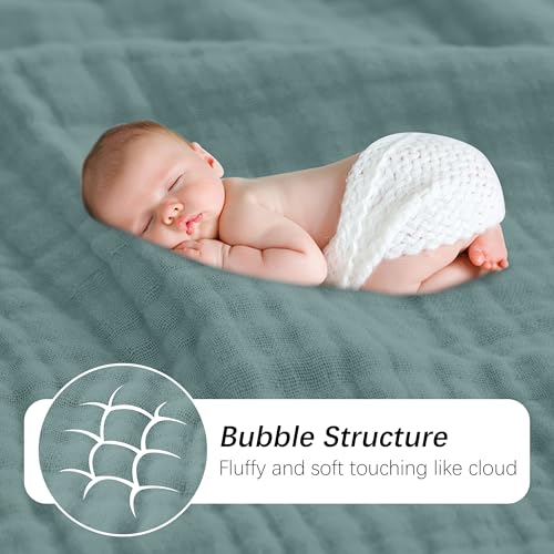 Image of SWEET DOLPHIN Muslin Baby Bath Towels Blanket - 2 Pack 100% Cotton Towel for Babies, Infants, Toddlers - 40x40Inch - Highly Absorbent, Light Emerald