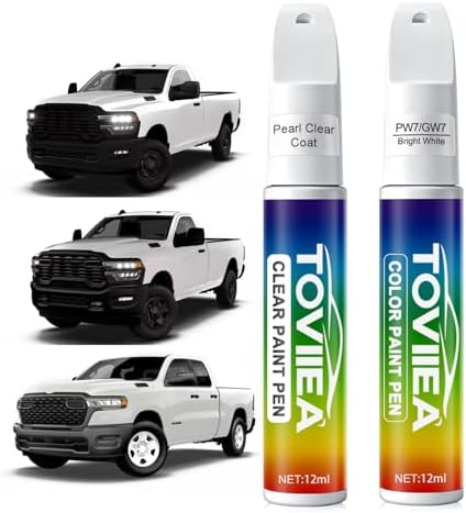 TOVIIEA Bright White(PW7/GW7) Touch Up Paint Compatible with Dodge Ram,2-In-1 Car Paint Scratch Repair Pen,Car Paint Scratch Repair Kit for Scratches,Chips & Nicks,2-PCS SET