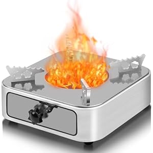 Camper Stove,Solid Fuel Camping Stove,Portable Camping Stove, Adjustable Firepower Drawer Camping Cooking Stove Burner Stove for Barbecue Hotpot Picnic Outdoors Cooking, Silver