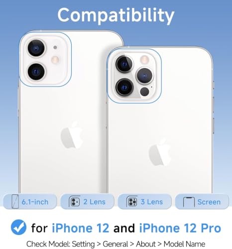 Image of DIZORO Crystal Clear Back Case Cover for iPhone 12 Non Yellowing Transparent Cover |Hard Back Cover Clear Case for iPhone 12 with Anti-Yellow (PC, Transparent)