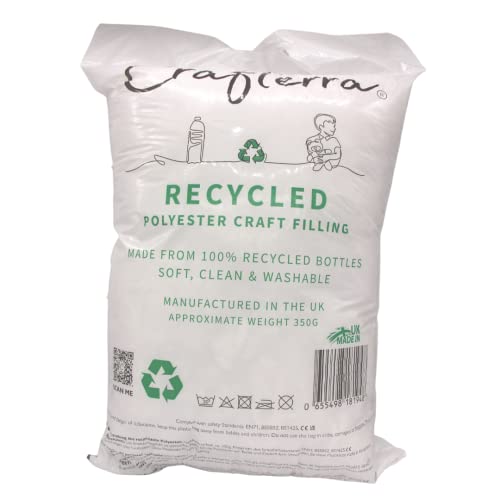 Recycled Large soft Toy Filling stuffing for Plush knitted toys, Cushions and Pillow filler, art and crafts. Made in the UK from Recycled Plastic Bottles. 350g