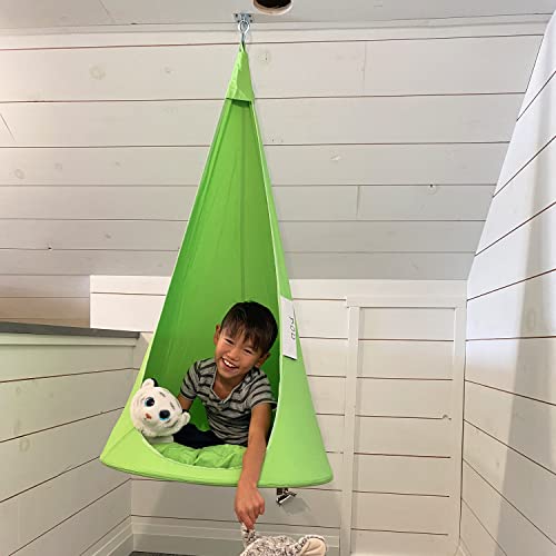 Image of Vivere Cacoon Pod for Kids - Durable Polyester Fabric, Anodized Aluminum Ring, Built-in Cushion, Easy Setup & Storage - Comfortable Hanging Pod for Children 10 & Under - 200 lb Capacity