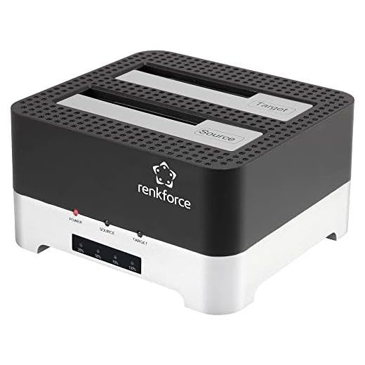 Renkforce RF-DOCKING-02 USB-A (USB 3.0) SATA 6 Gb/s 2 Port Festplatten-Kopierstation 2.5 Zoll, 3.5 Zoll mit Clone-Funkt