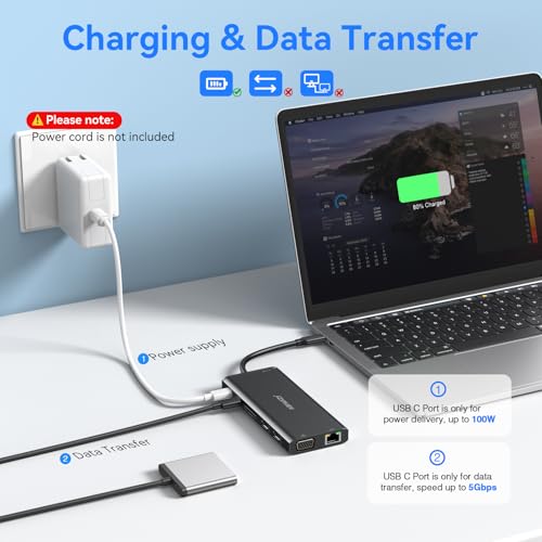 Image of USB C Docking Station Dual Monitor for Dell /HP /Lenovo /Surface Laptop, 14 in 1 Triple Display Hub Multiple Adapter, Dongle with 2 HDMI 4K VGA 5 Port 100W PD Charger Ethernet SD /TF Audio(Black)