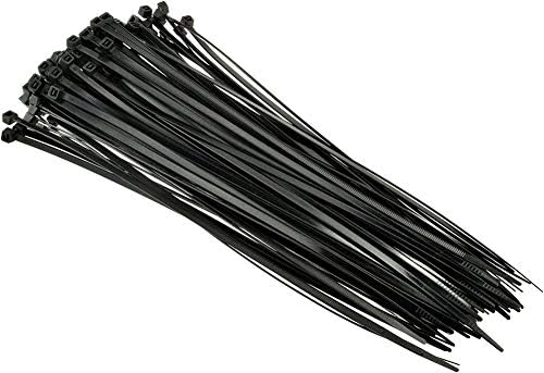 Heat Stabilized UV Nylon Cable Zip Ties [Pack of 100] – 8 in., 40lbs, Black, Heavy Duty Zip Ties | Office Organizers