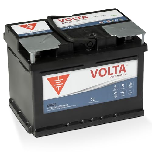 Bateria de Coche Classic Blue 62Ah 580A Volta CB620D - Borne +Dcha - Medidas Largo 242 x Ancho 175 x Alto 175 mm con 2 años de Garantía - Fabricación Europea.