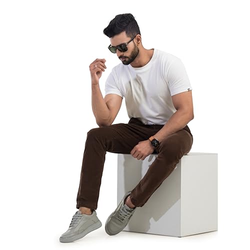 Image of BELANO Men Slim Fit Corduroy Cotton Stretch Chinos