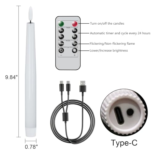 Image of GenSwin Rechargeable Flameless LED Taper Candles Battery Operated Remote