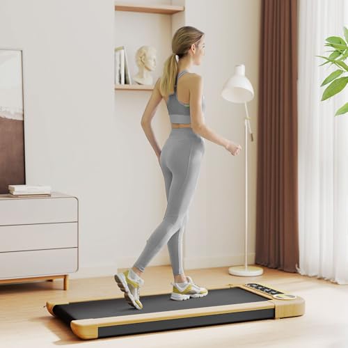 Image of 17x43 inch Premium Space-Saving Portable Under Desk Treadmill Featuring Remote Control Bluetooth Speaker Wheels led Display