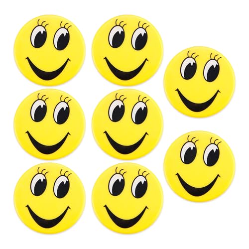 Vanki Refrigerator Magnet Round Presentation Whiteboard Magnetic Button Refrigerator Magnet Whiteboard Magnet Smile Face 8 Pcs