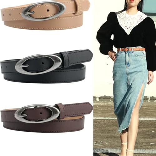 Women’S Casual PU Leather Belt With Oval Alloy Buckle 2Cm Wide Simple Jeans Trousers Accessory Waistband2