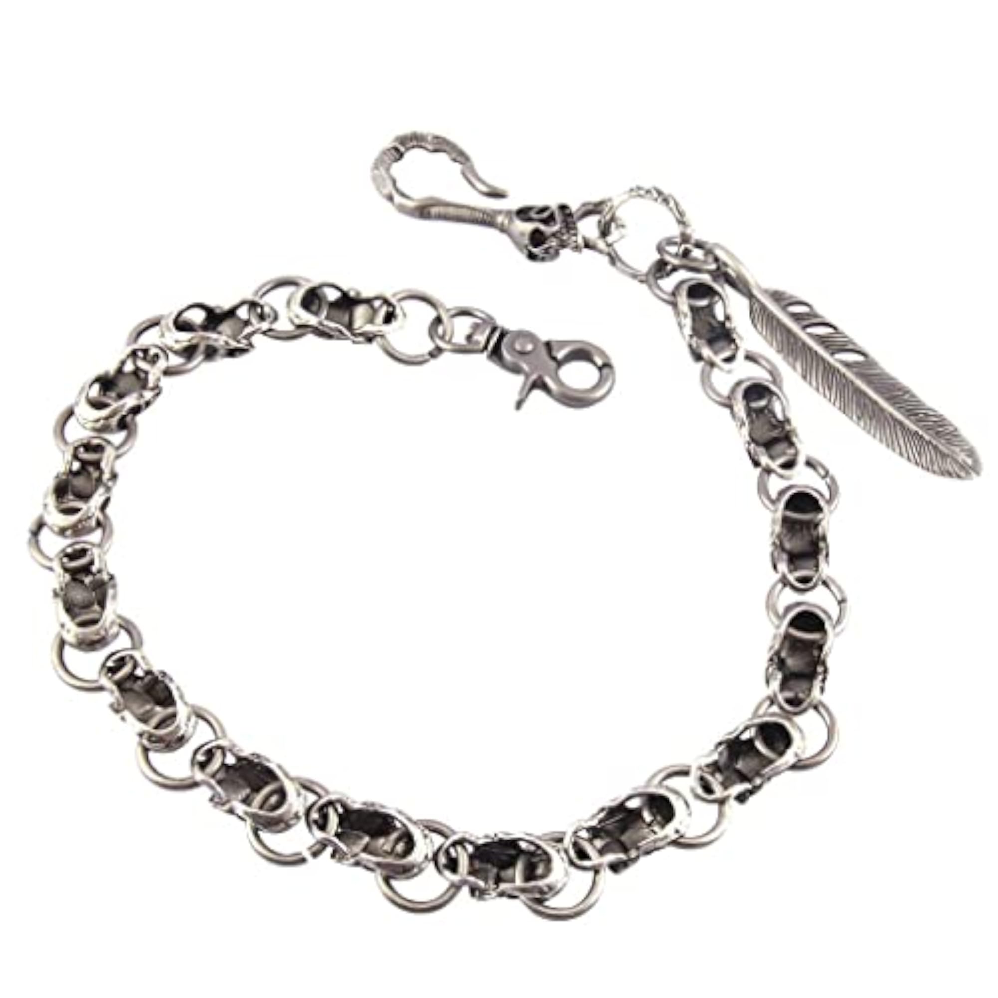 Men's Antique Silver Skull Punk Chain Wallet Jewelry