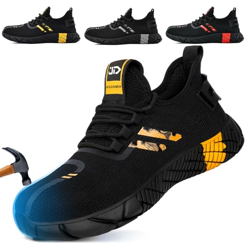 Image of Steel Toe Shoes for Men, Lightweight Safety Work Shoes, Breathable Puncture-Resistant Work Shoes for Warehouse, Factory and Light Construction