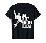 Distressed Cricket Fan Lover Gifts Eat Sleep Cricket Repeat T-Shirt